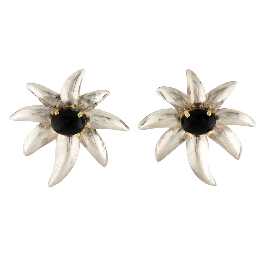 Tiffany & Co. w/BAG Cabochon Onyx Firework Earrings.